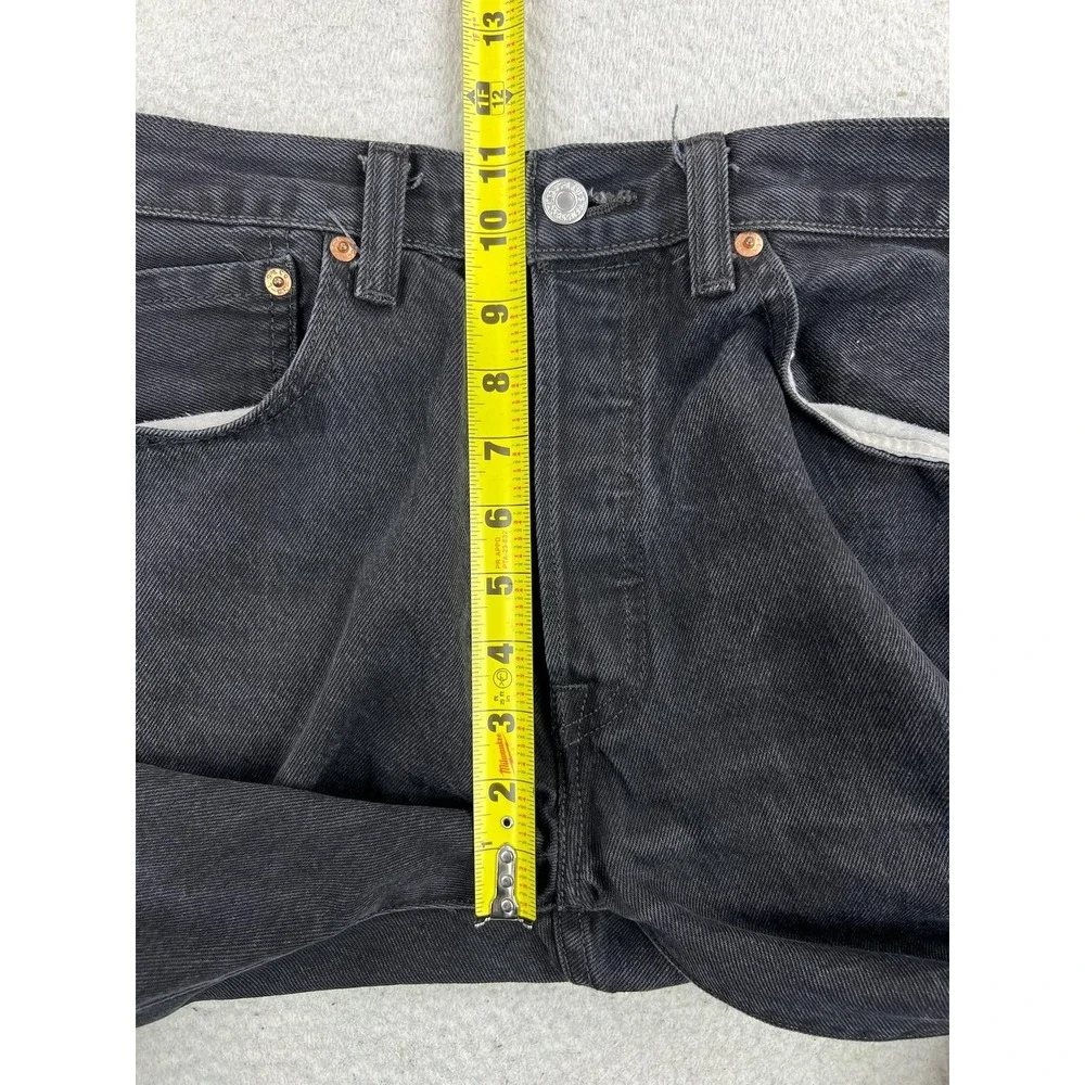 Levis 501 Jeans Mens 33x32 Black Regular Straight Denim Button Fly Charcoal Wash